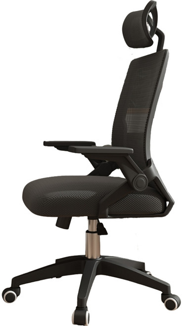 人體工學電競椅 帶腳踏 升降扶手 午休椅, 黑色-加厚扶手