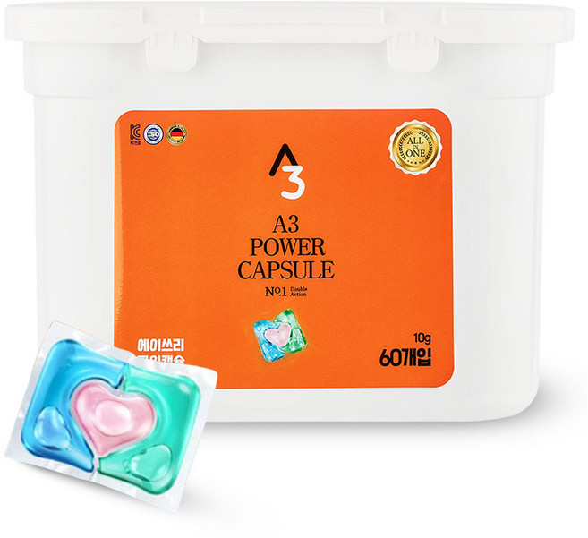 A3 파워 캡슐세제, 1개, 60개입