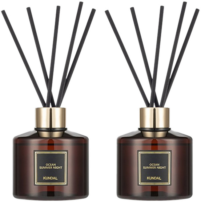 쿤달 퍼퓸 디퓨저 200ml 2개 + 섬유스틱 10개, 오션썸머나잇향, 400ml, 1세트
