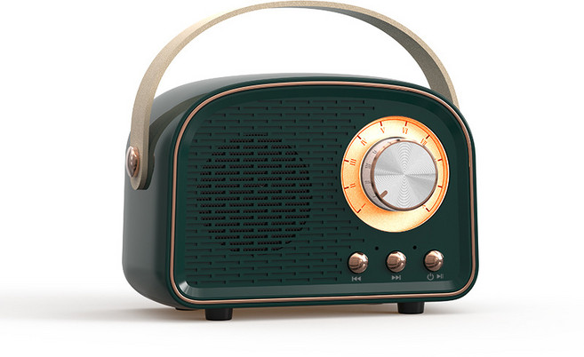 PYHO 블루투스 스피커 휴대용 FM 아날로그 라디오, 딥그린, P35