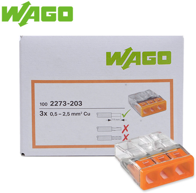 와고 커넥터 2273-203 푸쉬타입 3P 단자 단선용 ( 1BOX), 100개