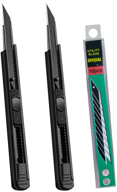 黑刃小美工刀 9MM - 精細切割、安全耐用、辦公手工藝適用, 30度 黑刃 美工刀, 3個