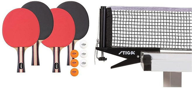 스티가 퍼포먼스 4인용 탁구 패들 세트 4u2013 라켓 6u2013 3스타 오렌지 및 화이트, 1 Raw Materials+ Table Tennis