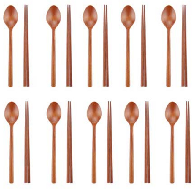 장가요몰 옻칠 어른 나무 수저세트 10벌, 1개