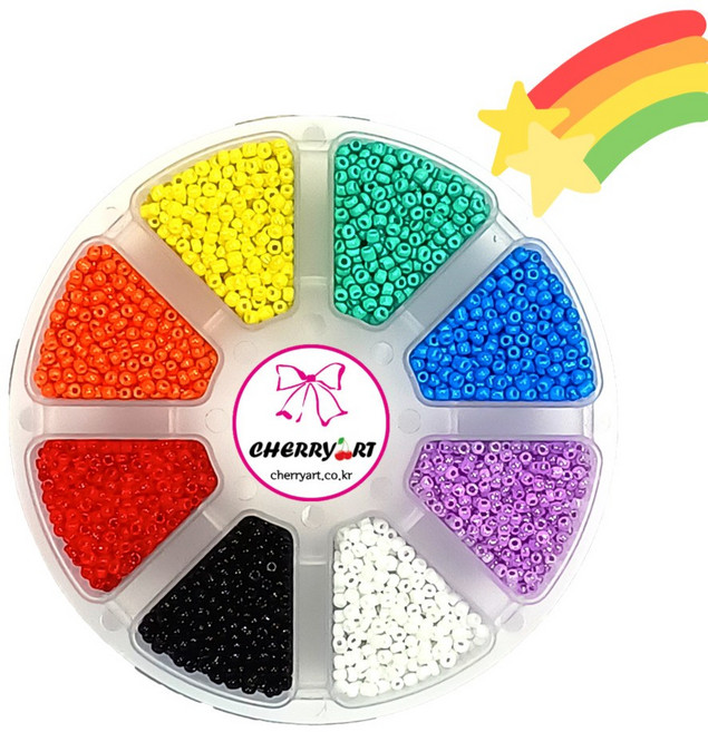 체리아트 시드비즈 2mm 8색 120g 무지개세트 DIY 반지 팔찌 만들기, 1개, 믹스