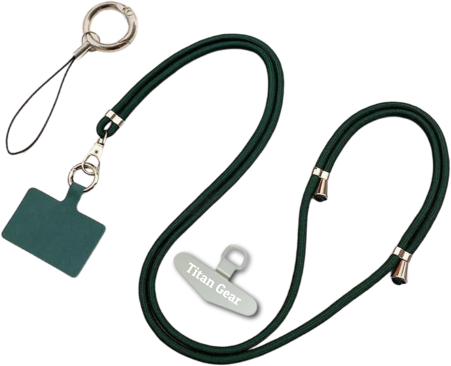 타이탄기어 튼튼한 휴대폰 태그홀더 + 메탈홀더 + 목걸이줄 스트랩 세트, 1개, 포레스트그린