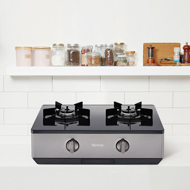 [전국설치/가스연결가능] 린나이 2구 가스렌지 플랫세라스코팅상판 과열차단 가스레인지 RT-1O7OJ/1O8OIJ, LPG, 골드실버, 배송만