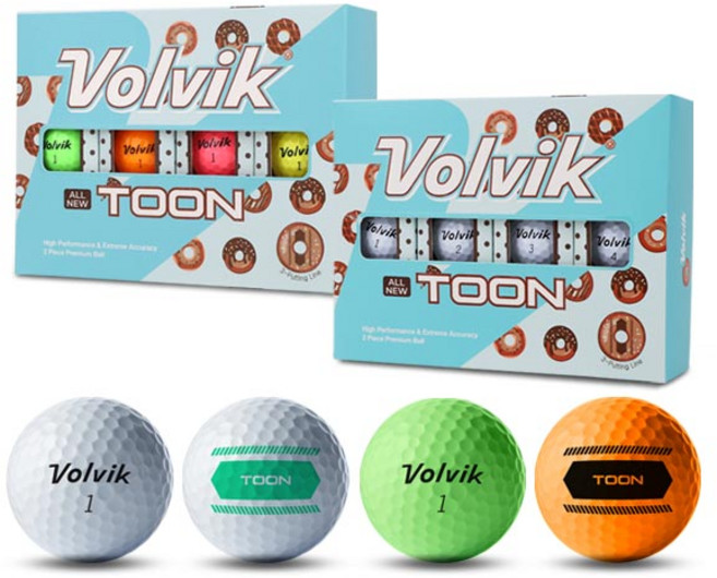 VOLVIK 올 뉴 툰 와이드 2피스 골프공 화이트, 볼빅 올 뉴 툰 와이드_레인보우1더즌, 1개, 레인보우, 12개입