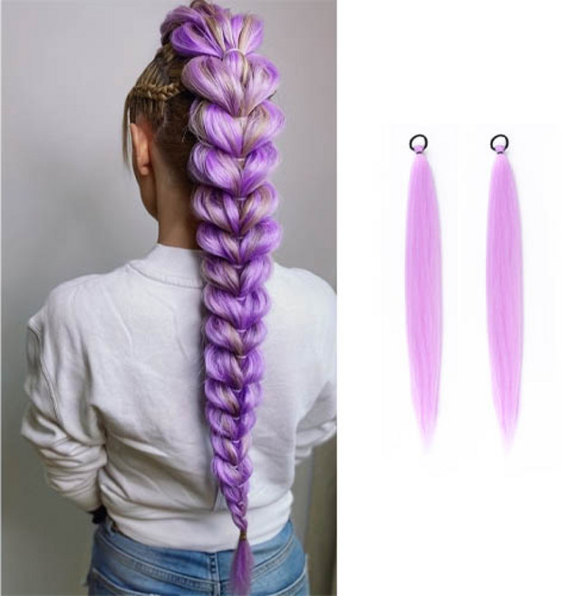 티큐 트윈테일 코스프레 컬러 투톤 헤어피스 붙임머리 가발 2P 세트 H343, 1개, 타입A