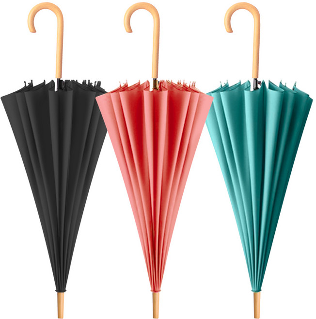 우드 곡자 핸들 클래식 자동 장우산 3개