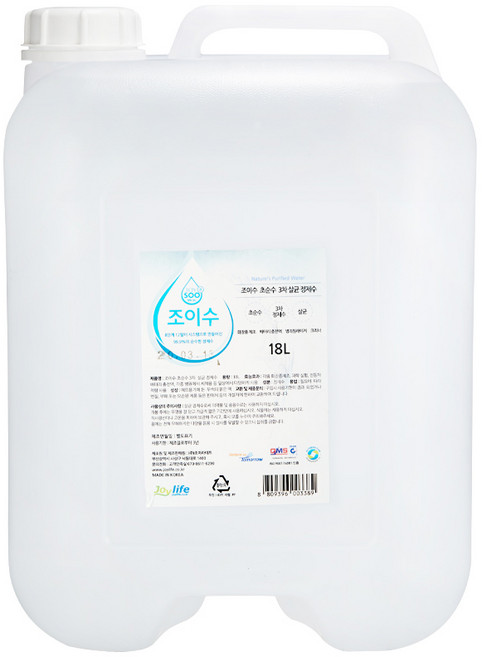 조이수 초순수 3차 살균 정제수, 1개, 18L
