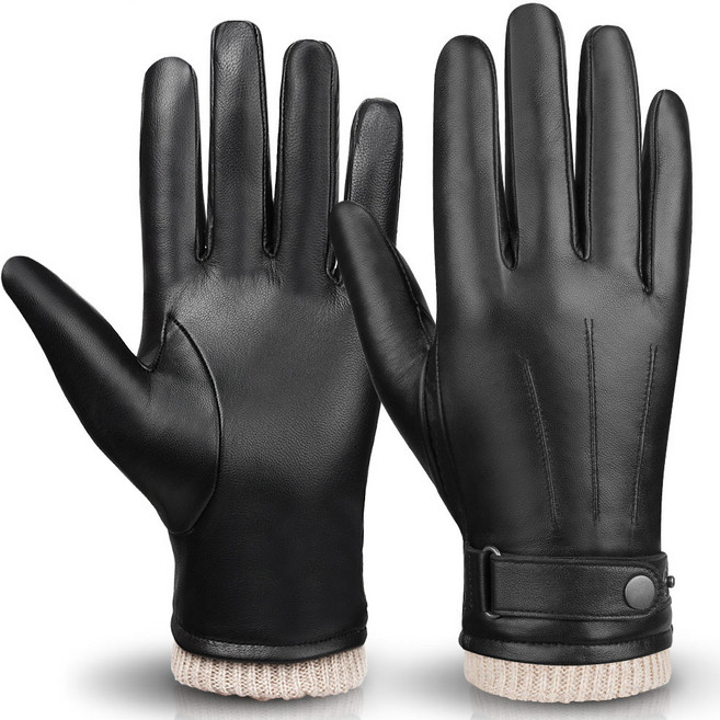 오제로 가죽 장갑 스마트 터치 가죽 캐주얼 안감 남성용 방한 선물용 (5022)