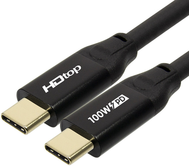 에이치디탑 USB 3.1 C타입 GEN2 썬더볼트 고속 충전 케이블 PD, 1.5m, 검은색 + 골드, 1개