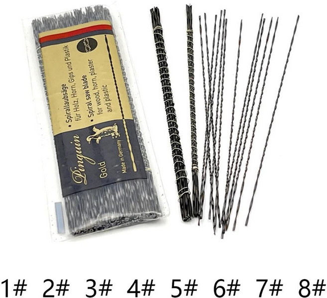 스크롤 지그 톱날 나선형 톱니 종류 목재 강철 와이어 절단 조각용 수공예 도구 1 #-8 #130mm, 1개