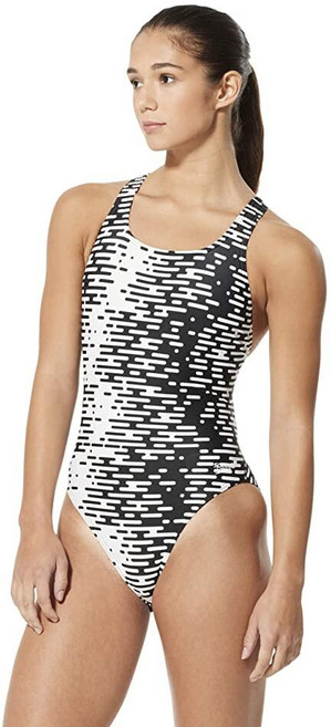 Speedo 여성용 수영복 원피스 Prolt Super Pro 프린트 성인용 팀 색상 블랙.