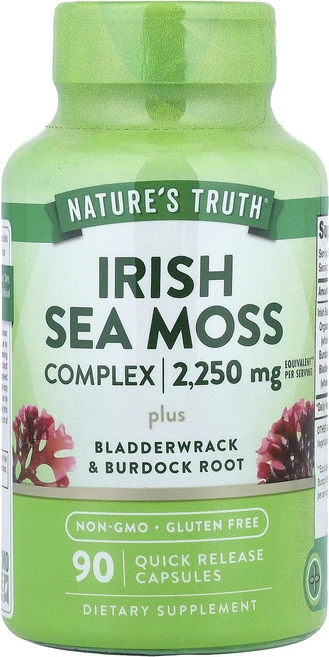 건강에 좋은영양제 Nature's Truth 아이리쉬 바다이끼 복합체 + 블래더랙 및 우엉 뿌리 빠른 방출 캡슐 90정 지금구입하세요 곧품절되요, 1개 - 쿠팡