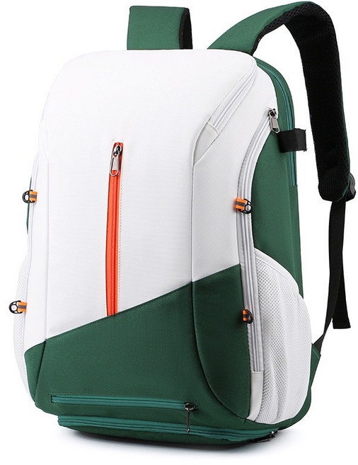 남녀공용 경량 다용도 스포츠 직장인 사회인 야구가방 방수 백팩 축구 베드민턴 농구 테니스 신발수납 건습분리, 그린/화이트, 1개