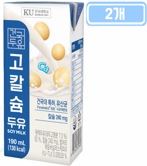 PB 건국두유 고칼슘 두유 190ml, 2개