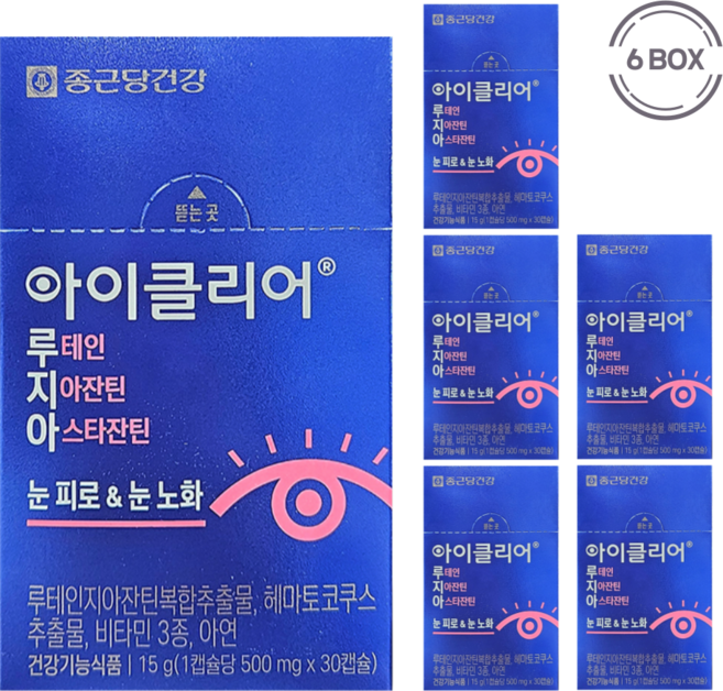 아이클리어 루테인지아잔틴 아스타잔틴, 30정, 6개
