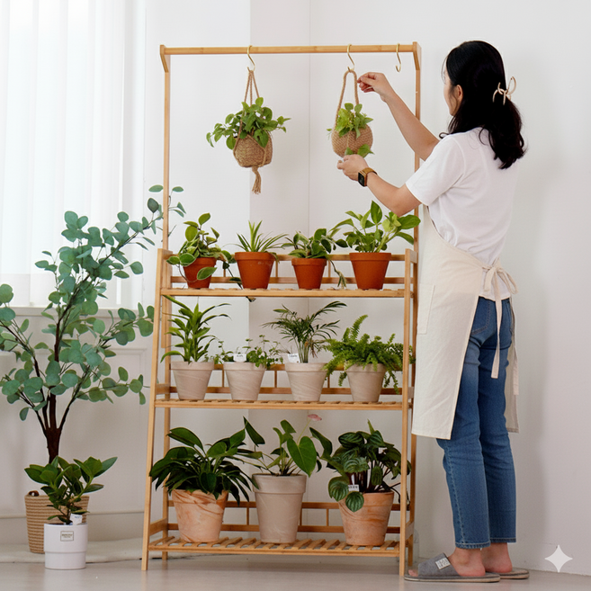 친절한마이쮸 원목 화분거치대 베란다 화분선반 진열대 정리대