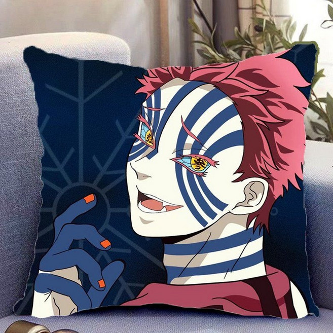 귀멸의 칼날 상현3 아카자 소파 쿠션 양면 귀칼 캐릭터 굿즈 베개, 벨벳, B