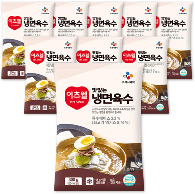 CJ프레시웨이 이츠웰 맛있는 냉면육수 단품, 9개, 300g