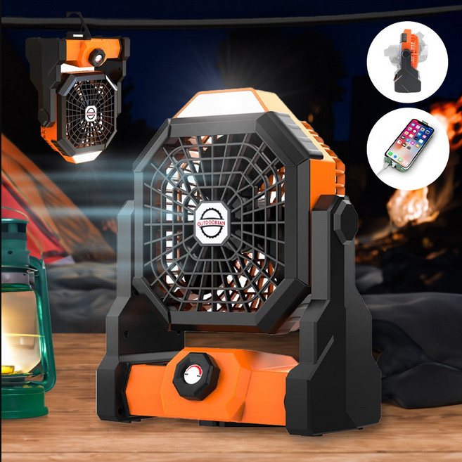 루트나인 고출력 BLDC 캠핑 탁상용 무선 선풍기, 오렌지, RN-X3 (일반형)