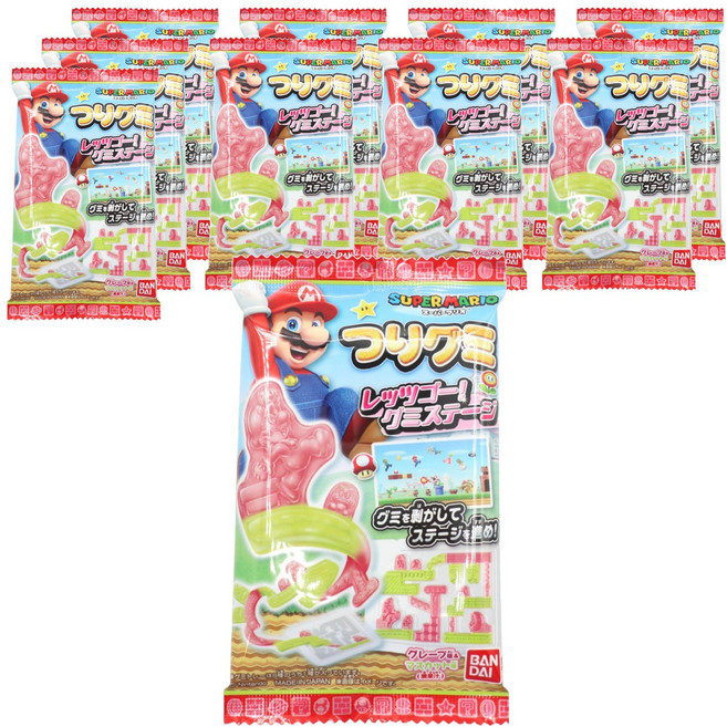 BANDAI NAMCO 南夢宮 Let's Go 超級瑪利歐 釣魚軟糖 葡萄 & 無花果口味, 10個, 14g