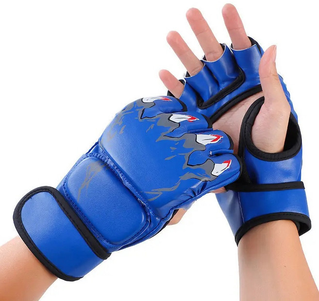 MMA 권투 장갑 세미 손가락 UFC 태권도 훈련 남여 샌드백 모델 가라데, 07 Blue Tiger Claw, 1개
