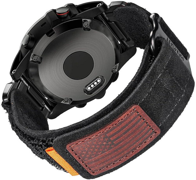 나일론 스포츠 시계 밴드 Garmin Instinct 3 50mm/Fenix 8 51mm/Fenix 7X/7X Pro/6X/6X Pro/5X/5X Plus Tactix 7, 22MM / Middle (7.2'' to 8.2''), 블랙/2, 1개