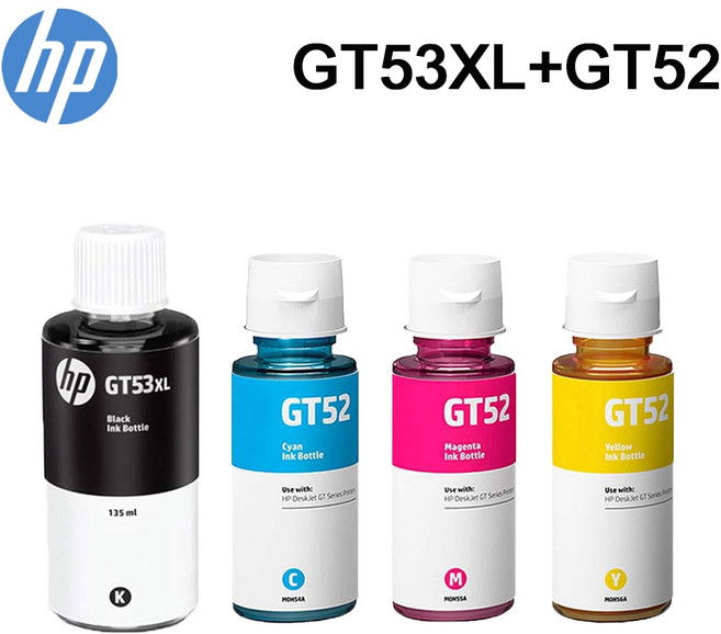 HP GT53XL GT52 墨水瓶 Cyan Magenta Yellow, Black, Cyan, Magenta, Yellow, 1套