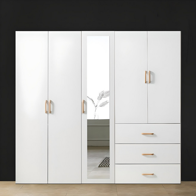 이온 2000 장롱세트 (800옷장이불장+400거울장+3서랍옷장) 드레스룸 시스템장 장농, 화이트, 이불장 세트