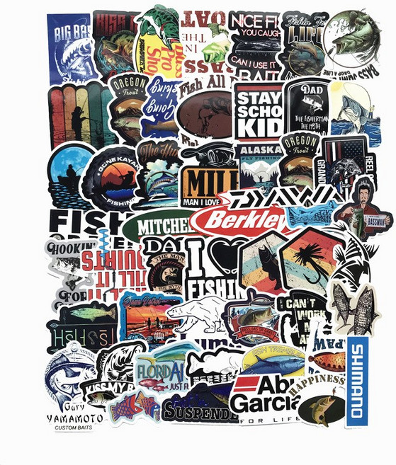 낚시스티커 50장 한세트 태클박스 스티커 물고기스티커 방수스티커, 낚시스티커 B set