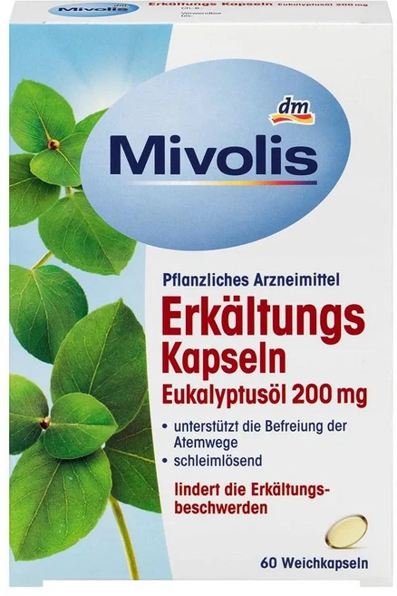 Mivolis 콜드 캡슐 유칼립투스 오일 60정 4팩 Cold capsules eucalyptus oil 60 pcs, 4개 - 쿠팡