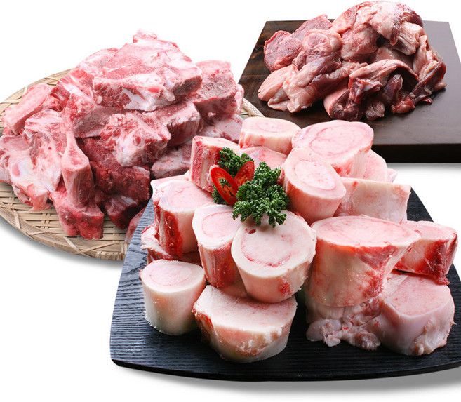 조은장터 한우 사골 우족 잡뼈 스지 도가니 4kg 이상, 1세트, 사골2kg+잡뼈2kg+스지200g