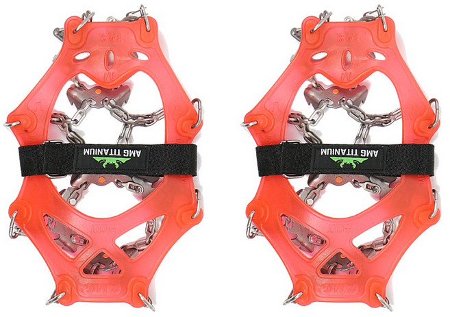 AMG 티타늄 아이젠 25P 체인 티탄젠 국산 프리미엄 체인젠 짚신 눈길, RED