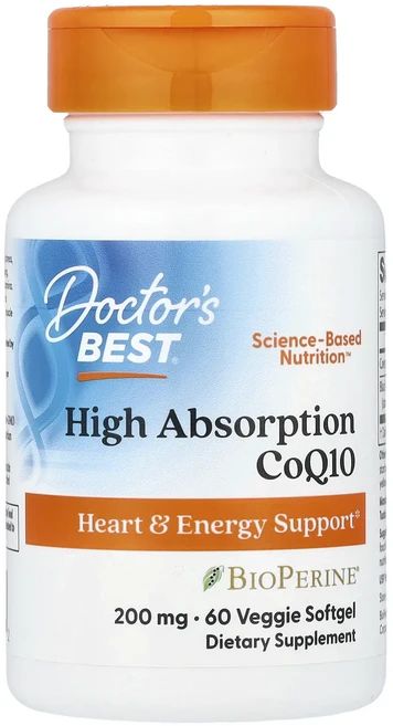 Doctor's Best BioPerine 함유 고흡수율 CoQ10 200mg 베지 소프트젤 60정, Doctor's Best BioPerine 함..., 1개 - 쿠팡