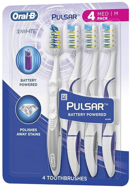구강 펄사 진동 칫솔 중간 4팩(색상은 다를 수 있음), Blue, 1개