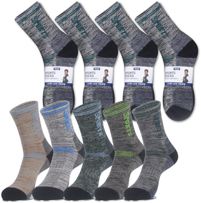 골져스토어 국산 남성용 20켤레 겨울 방한 두꺼운 바닥 쿠션 mix L 긴목 장목 양말 작업 등산용, 20개, 혼합색상