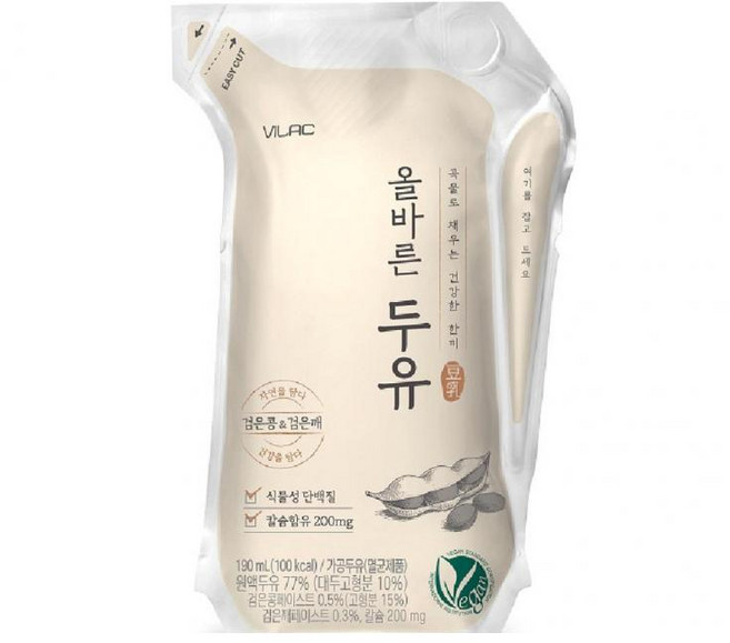 올바른두유 검은콩&검은깨 비락, 190ml, 12개