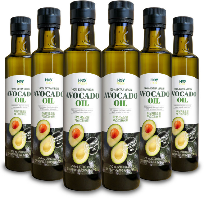헤이프레쉬 엑스트라버진 아보카도 오일 냉압착 추출, 250ml, 6개