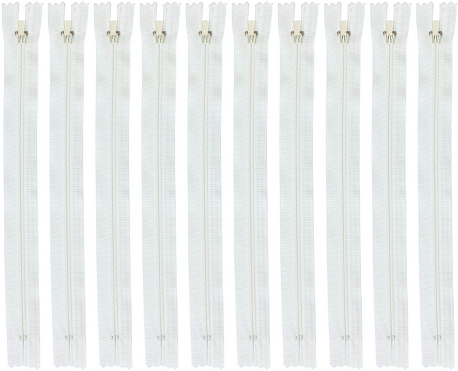 22cm 양면지퍼 8.6인치 바지지퍼 일반지퍼 칼라지퍼, 10개, 백아이보리