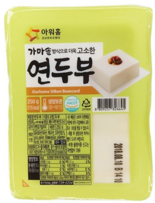 아워홈 [온24] 연두부 250g 냉장 포장 연두부다이어트, 10개