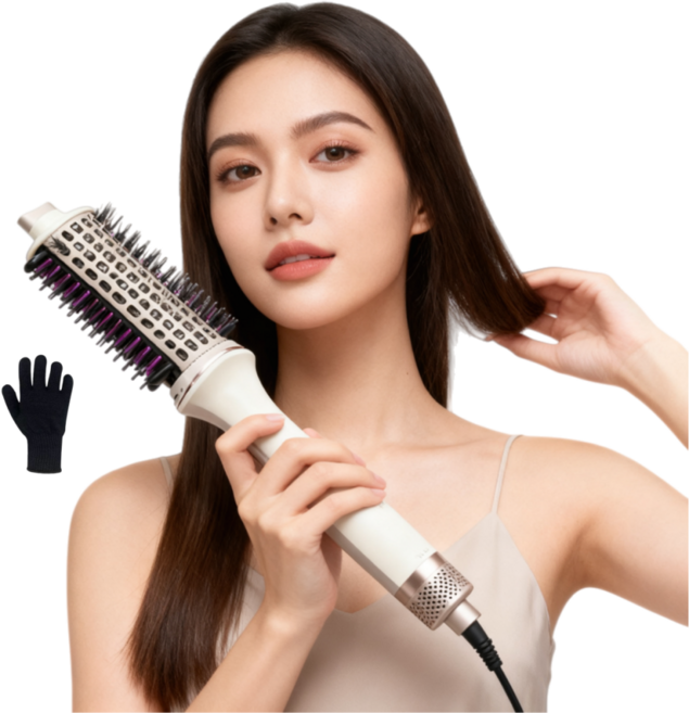 BaisuiTots 올인원 드라이어 스무스 에어브러시 볼륨고데기 스트레이트 헤어 빗, White