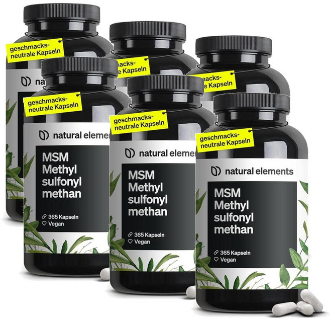 내추럴엘리먼츠 엠에스엠 1600mg 비건 캡슐 natural elements MSM Vegan, 365정, 6개