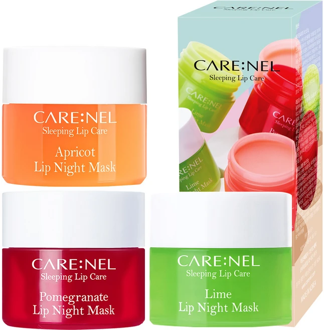 까레넬 립밤 립 나이트 마스크 살구 5g + 석류 5g + 라임 5g 세트 3개 살구향 석류향 라임향, 1개 - 쿠팡