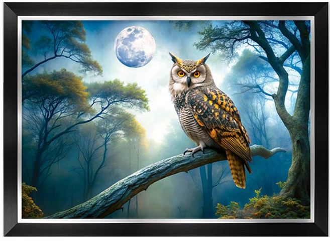 알록퍼즐 달밤의 부엉이 1000피스 직소퍼즐액자 AL3027, 1개, 퍼즐+모던블랙액자