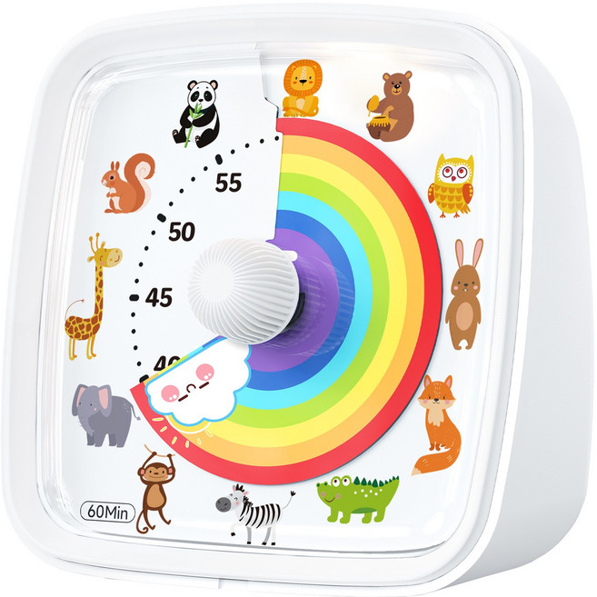 공부타이머 타이머 공부타이머스톱워치 공부타이머스톱워치무소음 타이머 주방타이머 공부스톱워치 무소음스톱워치, 1개, 무지개 숲 동물