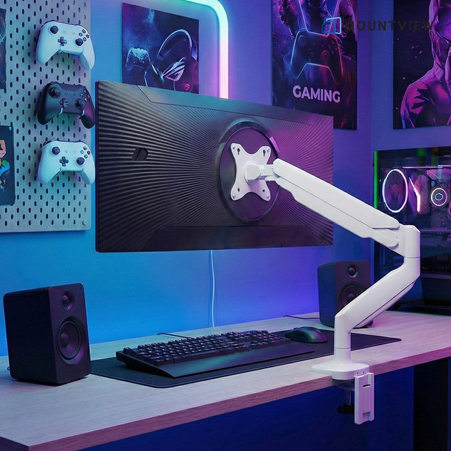 마운트뷰 님버스 고중량 커브드 모니터암 받침대 32인치 49인치 호환 15kg MV-82, 화이트 [EW009], 1개