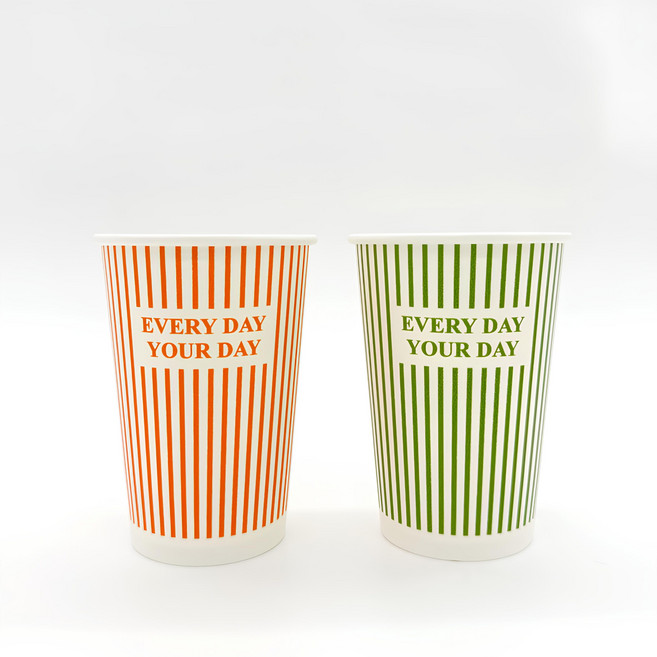 더하리 무형광천연펄프 13온스 384ml 스트라이프 종이컵, 1개, 100개입